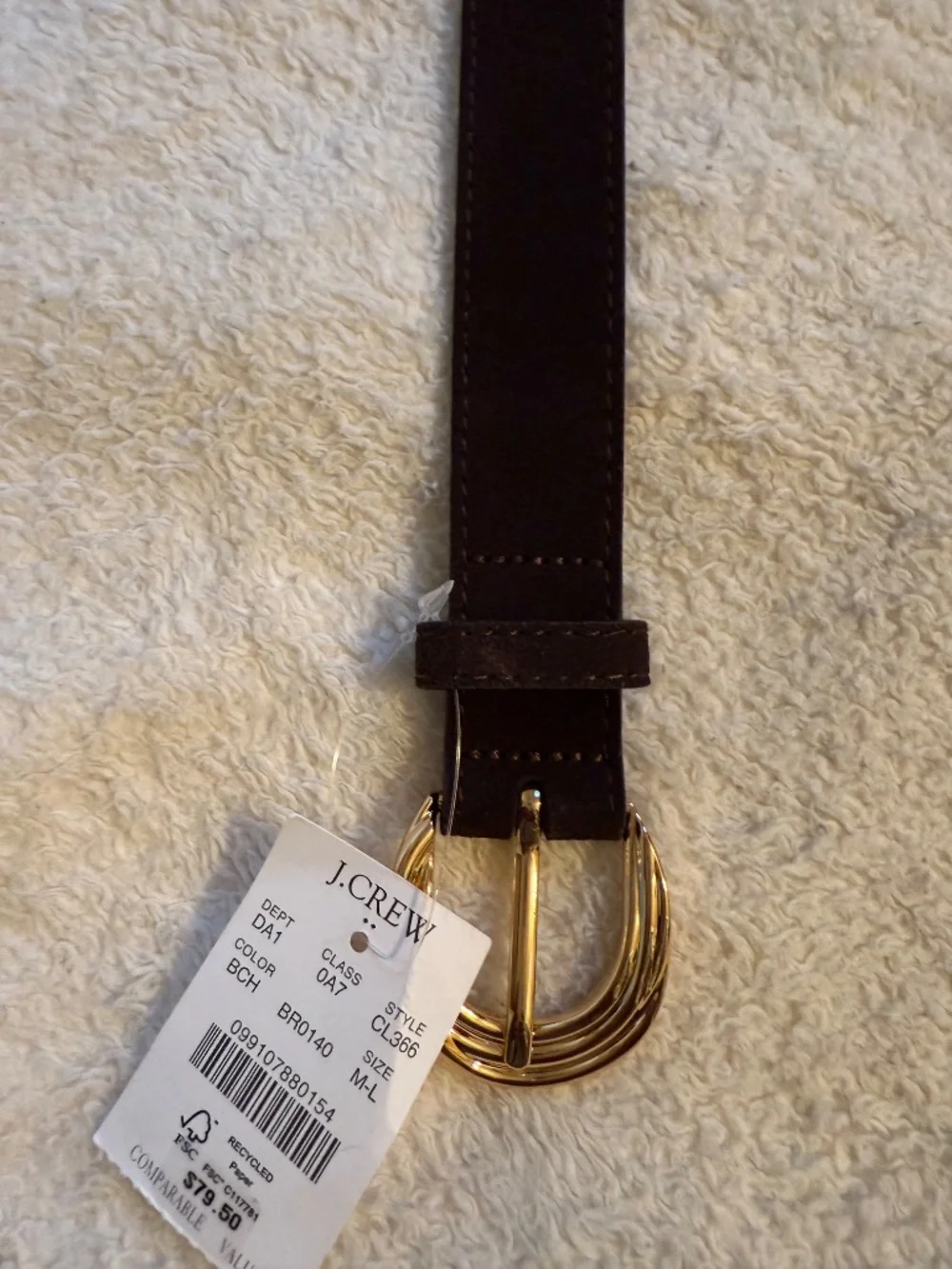 J Crew Women’s Genuine Suede Belt in Brown, M/L, Oval Bucket Suede Belt, NWT